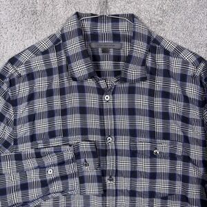 John Varvatos Shirt Mens S Lyocell Soft Plaid Windowpane Button Up Long Sleeve